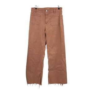 OAT NY Wide Leg Raw Hem Patch Pocket Terracotta Pants, 10/30